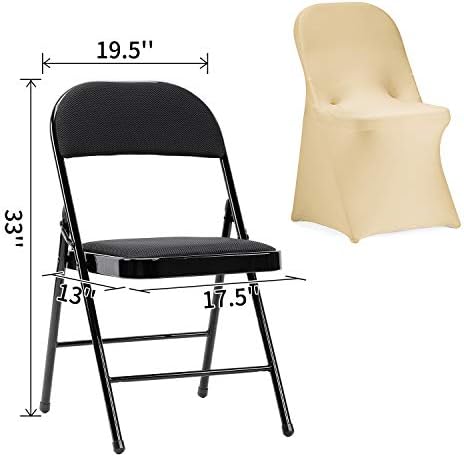 Stretch Spandex Folding Chair Cover for Wedding Party Dining Banquet Event (Champagne,6pcs), alternate view 3
