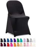 Stretch Spandex Folding Chair Cover for Wedding Party Dining Banquet Event (Black,12pcs) in Black
