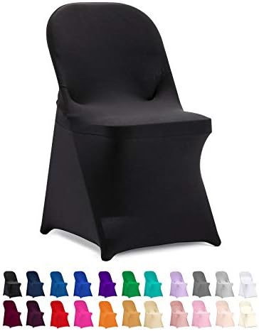 Stretch Spandex Folding Chair Cover for Wedding Party Dining Banquet Event (Black,12pcs) in Black