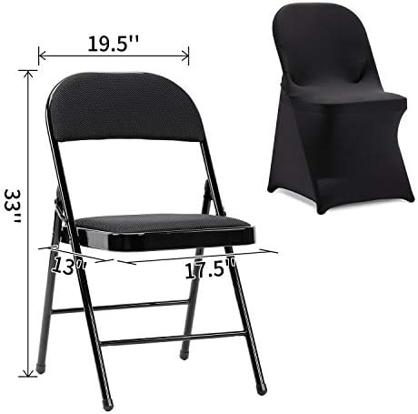 Stretch Spandex Folding Chair Cover for Wedding Party Dining Banquet Event (Black,12pcs) in Black, alternate view 2
