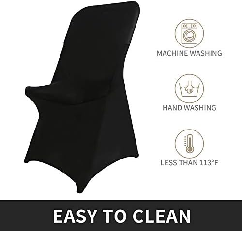 Stretch Spandex Folding Chair Cover for Wedding Party Dining Banquet Event (Black,12pcs) in Black, alternate view 3