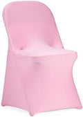 Stretch Spandex Folding Chair Cover for Wedding Party Dining Banquet Event (Pink,6pcs) in Pink