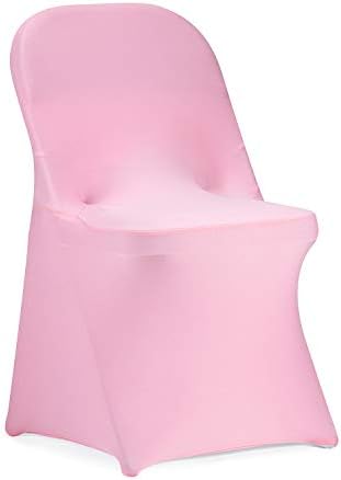 Stretch Spandex Folding Chair Cover for Wedding Party Dining Banquet Event (Pink,6pcs) in Pink