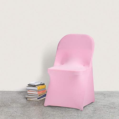 Stretch Spandex Folding Chair Cover for Wedding Party Dining Banquet Event (Pink,6pcs) in Pink, alternate view 2