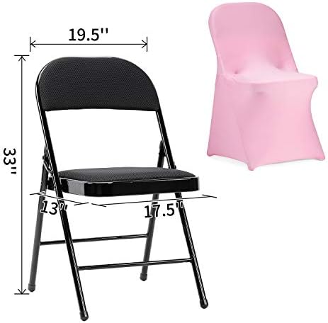 Stretch Spandex Folding Chair Cover for Wedding Party Dining Banquet Event (Pink,6pcs) in Pink, alternate view 3