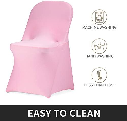 Stretch Spandex Folding Chair Cover for Wedding Party Dining Banquet Event (Pink,6pcs) in Pink, alternate view 6