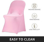 Stretch Spandex Folding Chair Cover for Wedding Party Dining Banquet Event (Pink,6pcs) in Pink, alternate view 6