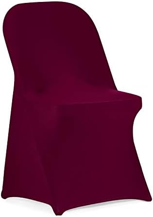 Stretch Spandex Folding Chair Cover for Wedding Party Dining Banquet Event (Burgundy,12pcs)