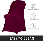 Stretch Spandex Folding Chair Cover for Wedding Party Dining Banquet Event (Burgundy,12pcs), alternate view 6