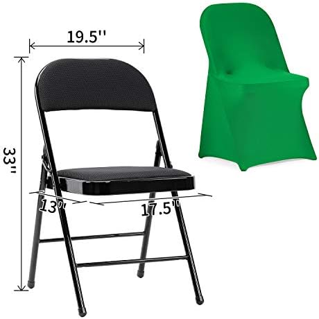Stretch Spandex Folding Chair Cover for Wedding Party Dining Banquet Event (Emerald,12pcs), alternate view 3