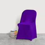 Stretch Spandex Folding Chair Cover for Wedding Party Dining Banquet Event (Purple,6pcs), alternate view 2