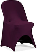 Stretch Spandex Folding Chair Cover with Open Back for Wedding Party Dining Banquet Event (Burgundy with Open