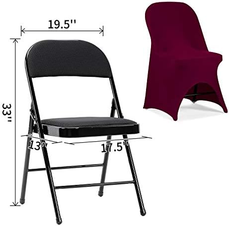 Stretch Spandex Folding Chair Cover with Open Back for Wedding Party Dining Banquet Event (Burgundy with Open, alternate view