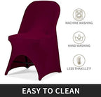 Stretch Spandex Folding Chair Cover with Open Back for Wedding Party Dining Banquet Event (Burgundy with Open, alternate view