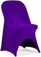 Stretch Spandex Folding Chair Cover with Open Back for Wedding Party Dining Banquet Event (Purple with Open