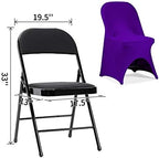 Stretch Spandex Folding Chair Cover with Open Back for Wedding Party Dining Banquet Event (Purple with Open, alternate view 2
