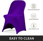 Stretch Spandex Folding Chair Cover with Open Back for Wedding Party Dining Banquet Event (Purple with Open, alternate view 5
