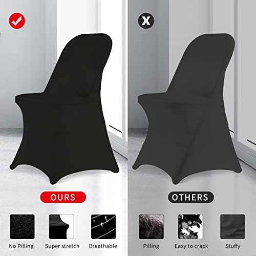Stretch Spandex Folding Chair Covers,100PCS Upgrade Black, alternate view 5