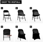 Stretch Spandex Folding Chair Covers,100PCS Upgrade Black, alternate view 6