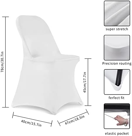 Stretch Spandex Folding Chair Covers, 100PCS Upgrade White, alternate view 3