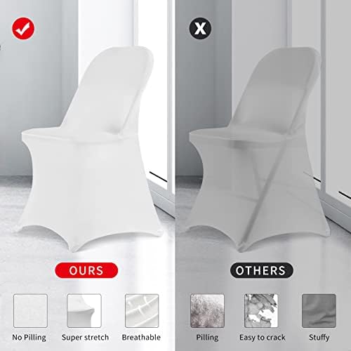 Stretch Spandex Folding Chair Covers, 100PCS Upgrade White, alternate view 5