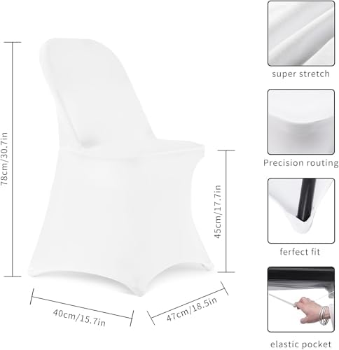 Stretch Spandex Folding Chair Covers 50PCS White, alternate view 3