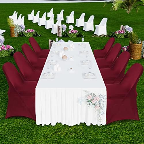 Stretch Spandex Folding Chair Covers, Burgundy, 30 PCS, alternate view 2