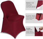 Stretch Spandex Folding Chair Covers, Burgundy, 30 PCS, alternate view 4