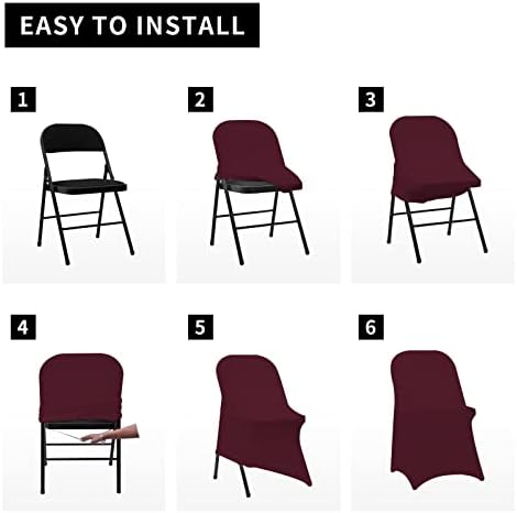 Stretch Spandex Folding Chair Covers, Burgundy, 30 PCS, alternate view 6
