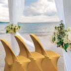 Stretch Spandex Folding Chair Covers, Gold, 30 PCS in Gold, alternate view 2