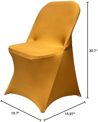 Stretch Spandex Folding Chair Covers, Gold, 30 PCS in Gold, alternate view 3
