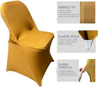 Stretch Spandex Folding Chair Covers, Gold, 30 PCS in Gold, alternate view 4
