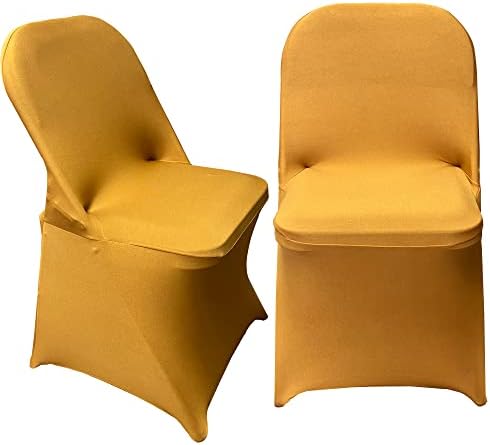 Stretch Spandex Folding Chair Covers, Gold, 30 PCS in Gold, alternate view 5