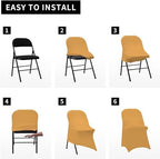 Stretch Spandex Folding Chair Covers, Gold, 30 PCS in Gold, alternate view 6