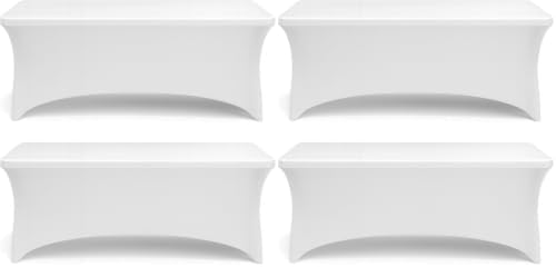 Stretch Spandex Table Covers 6FT, Pack of 4 Fitted Tablecloths for Rectangle Tables, Stretchy Wrinkle Resistant