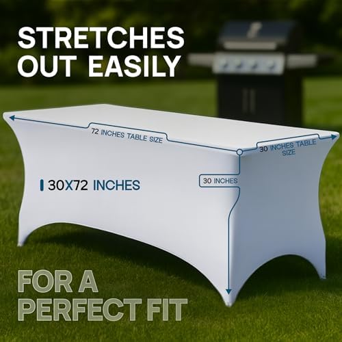 Stretch Spandex Table Covers 6FT, Pack of 4 Fitted Tablecloths for Rectangle Tables, Stretchy Wrinkle Resistant, alternate