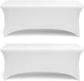 Stretch Spandex Table Covers 8FT, Pack of 2 Fitted Tablecloths for Rectangle Tables, Stretchy Wrinkle Resistant