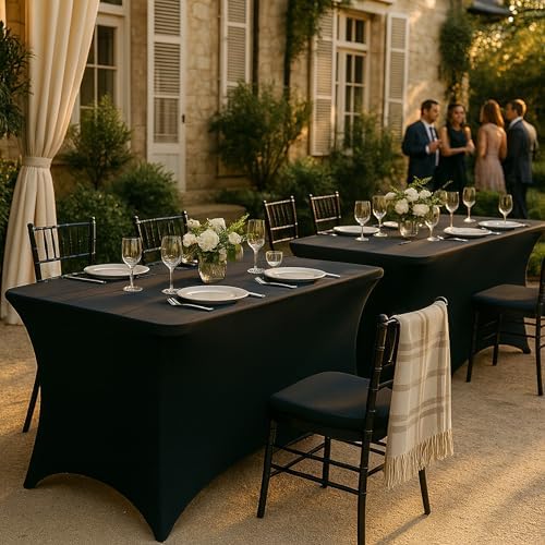 Stretch Spandex Table Covers 8FT, Pack of 4 Fitted Tablecloths for Rectangle Tables, Stretchy Wrinkle Resistant, alternate
