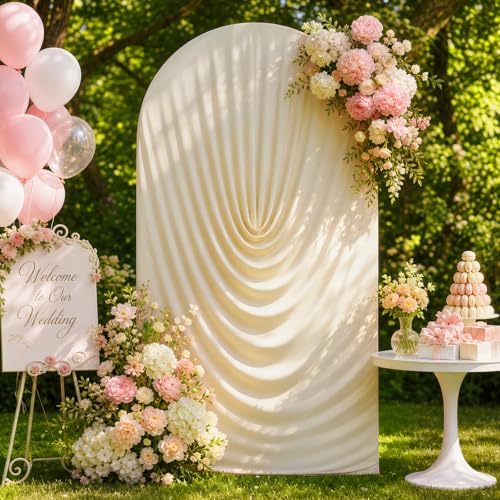Stretchy Arch Backdrop Cover 7.2ft, Draped Arched Covers, Beige in 7.2ft in Beige, alternate view 2