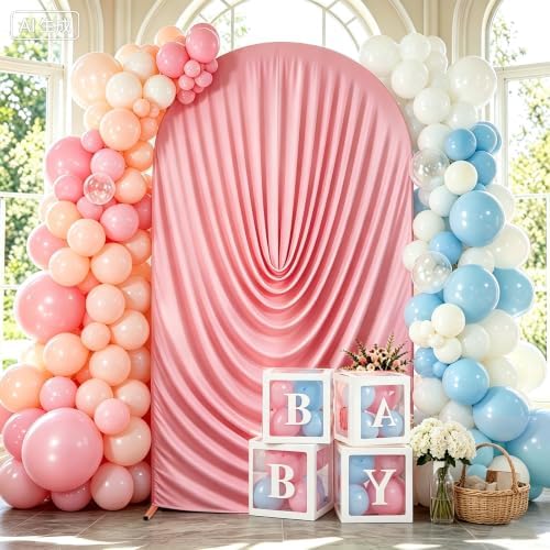 Stretchy Arch Backdrop Cover 7.2ft, Draped Arched Covers, Pink in 7.2ft in Pink, alternate view 3