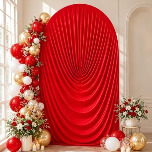 Stretchy Arch Backdrop Cover 7.2ft, Draped Arched Covers, Red in 7.2ft in Red