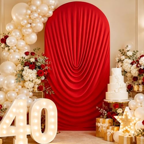 Stretchy Arch Backdrop Cover 7.2ft, Draped Arched Covers, Red in 7.2ft in Red, alternate view 2