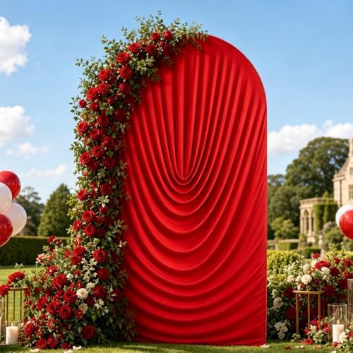 Stretchy Arch Backdrop Cover 7.2ft, Draped Arched Covers, Red in 7.2ft in Red, alternate view 3