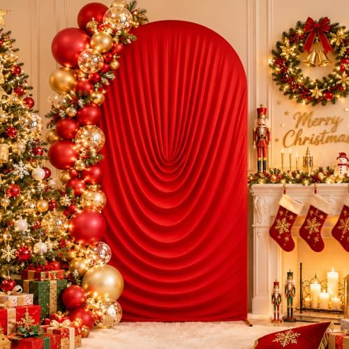 Stretchy Arch Backdrop Cover 7.2ft, Draped Arched Covers, Red in 7.2ft in Red, alternate view 6
