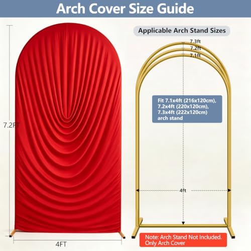 Stretchy Arch Backdrop Cover 7.2ft, Draped Arched Covers, Red in 7.2ft in Red, alternate view 7