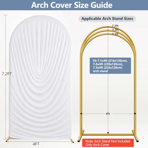 Stretchy Arch Backdrop Cover 7.2ft, Draped Arched Covers, White in 7.2ft in White, alternate view 6