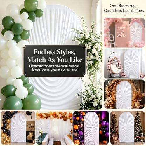 Stretchy Arch Backdrop Cover 7.2ft, Draped Arched Covers, White in 7.2ft in White, alternate view 7
