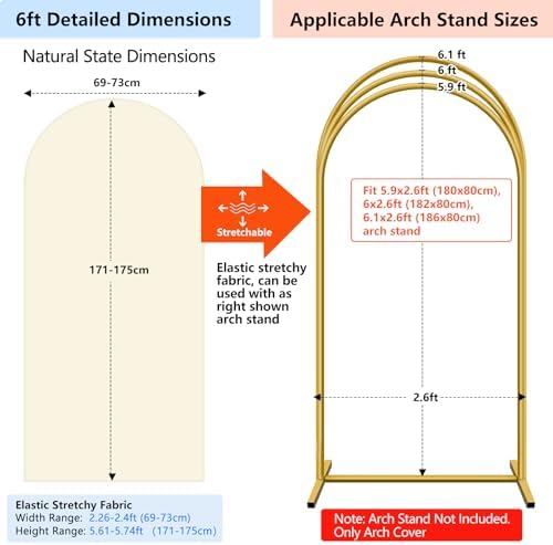 Stretchy Arch Backdrop Cover, Beige, 6ft, Wrinkle Free, Cream in 6x2.6 ft (HxW) in Beige, alternate view 2