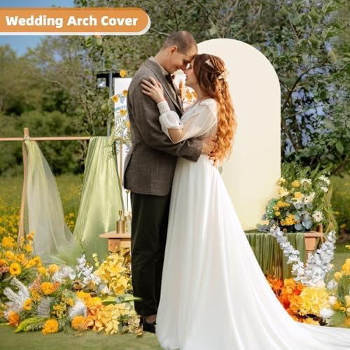 Stretchy Arch Backdrop Cover, Beige, 6ft, Wrinkle Free, Cream in 6x2.6 ft (HxW) in Beige, alternate view 6