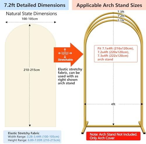 Stretchy Arch Backdrop Cover, Beige, 7.2ft, 6ft, Set of 2 in Beige, alternate view 2